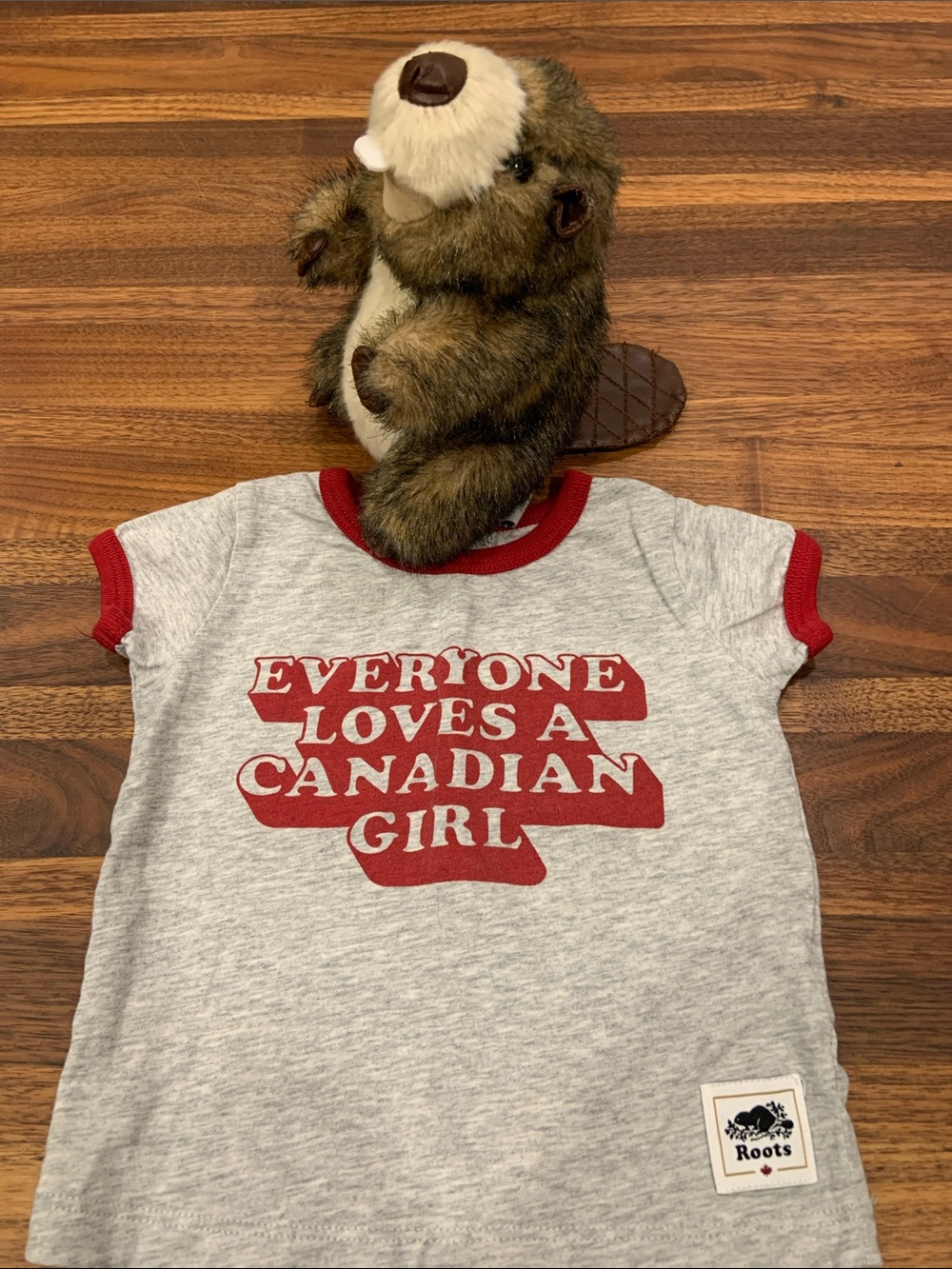 Roots Canada Baby Girl Bundle: Red Ringer T-Shirt & Beaver Plush Toy 🇨🇦 3-6M